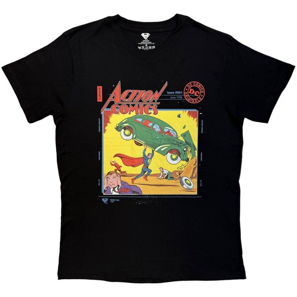 Superman Unisex Adult Action Comics Car T-Shirt / Black